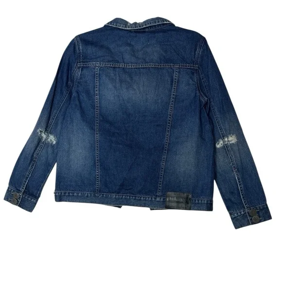 One Teaspoon Denim Jean Jacket Women's Small Blue Distressed Pockets Classic New - Picture 2 of 8